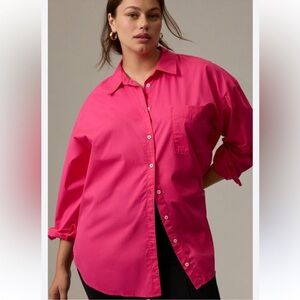 ANTHROPOLOGIE MAEVE The Bennet Button Down Shirt Hot Pink Women’s Size Small